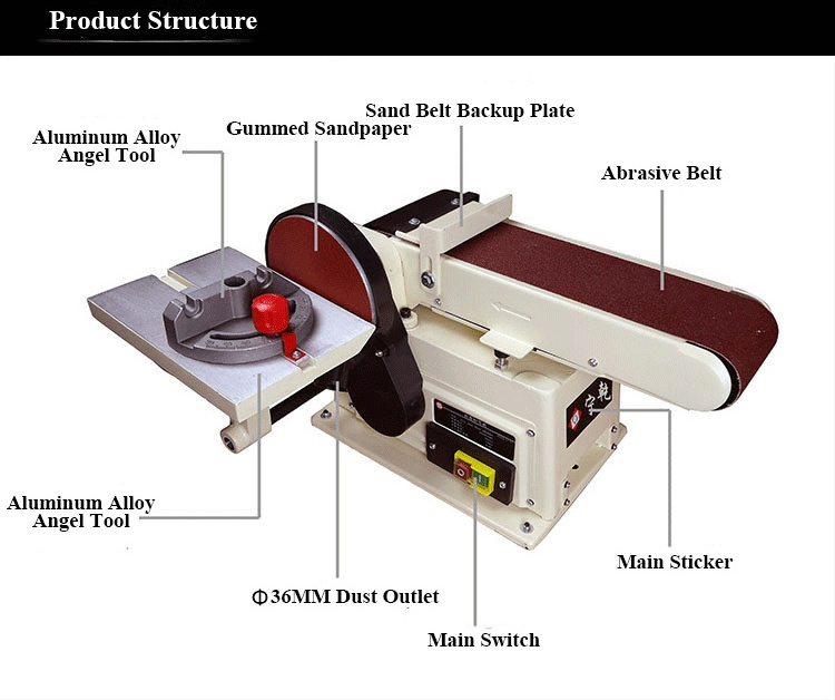 500W Vertical Small Desktop Polishing Abrasive Belt Machine Sand Belt Machinery for Woodworking