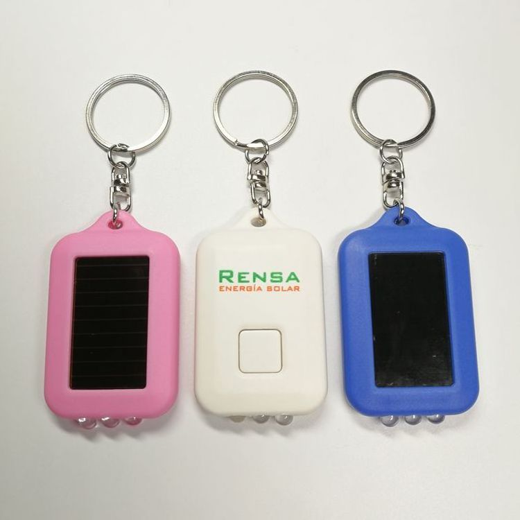 Promotion gift colorful plastic solar flash light led keychain with custom logo