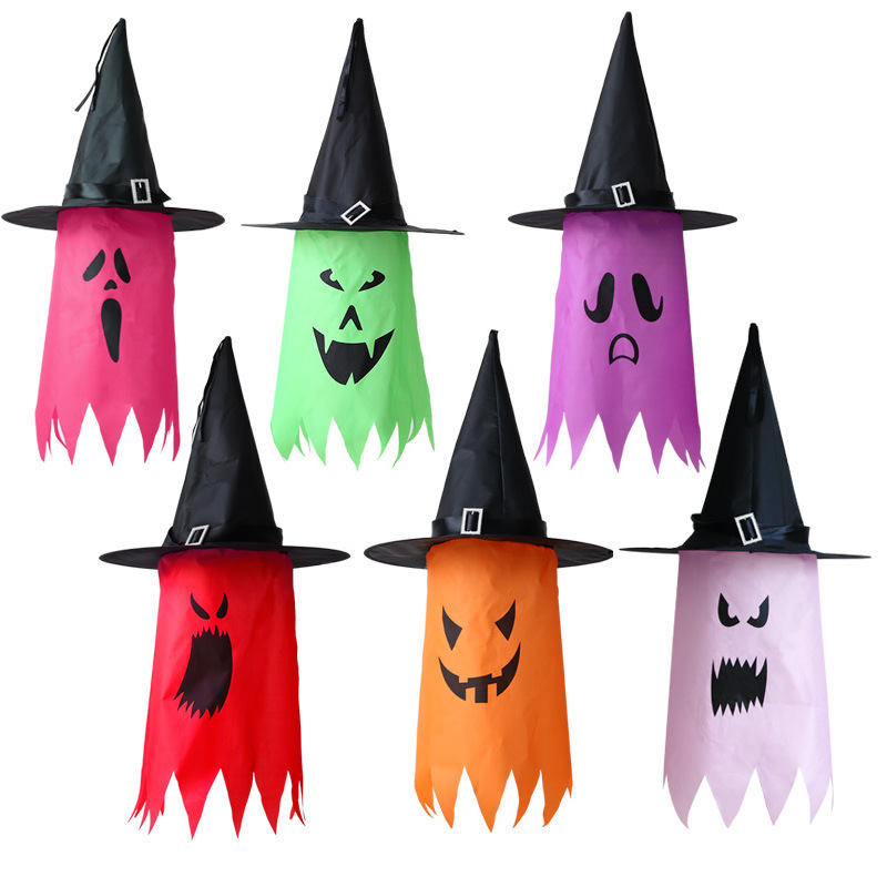 Halloween Decorations Led Lights Witch Hat Outdoor Hanging Glowing String Lights Led Ghost Glowing Hat