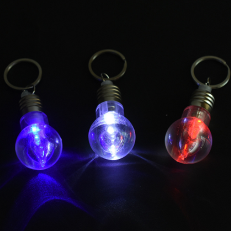 Wholesale plastic colorful bulb shape light up led keychain