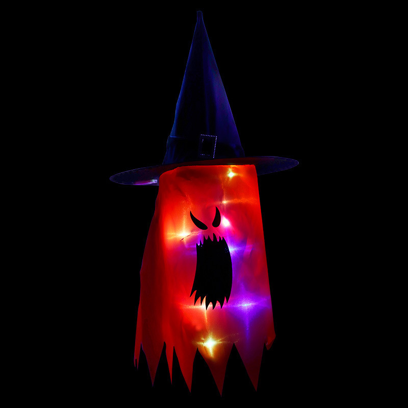 Halloween Decorations Led Lights Witch Hat Outdoor Hanging Glowing String Lights Led Ghost Glowing Hat