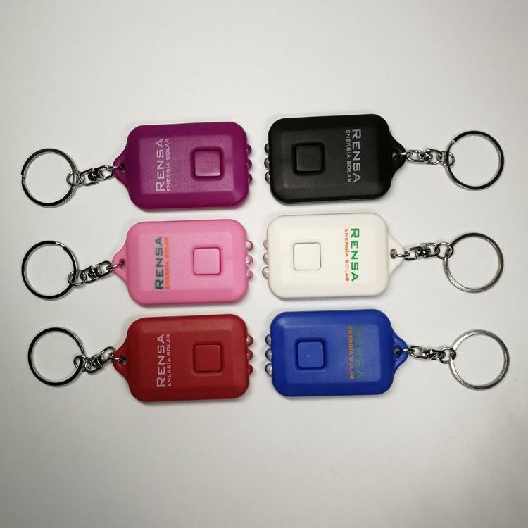 Promotion gift colorful plastic solar flash light led keychain with custom logo