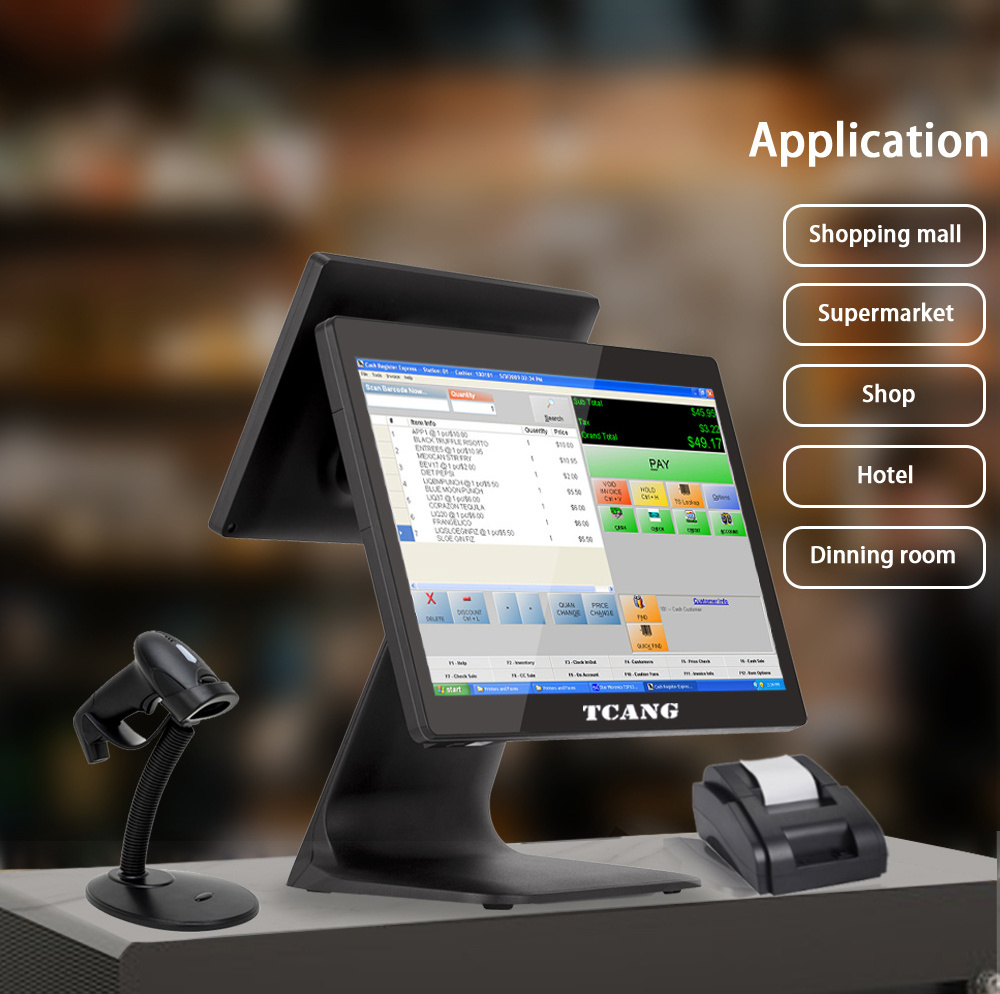 tcang A9 pos system capacitive touch screen Android, Win10 cash register retail menu price inquiry restaurant POS machine