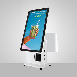 supermarket 21.5 inch touch self order cash 2d barcode scanner payment kiosk