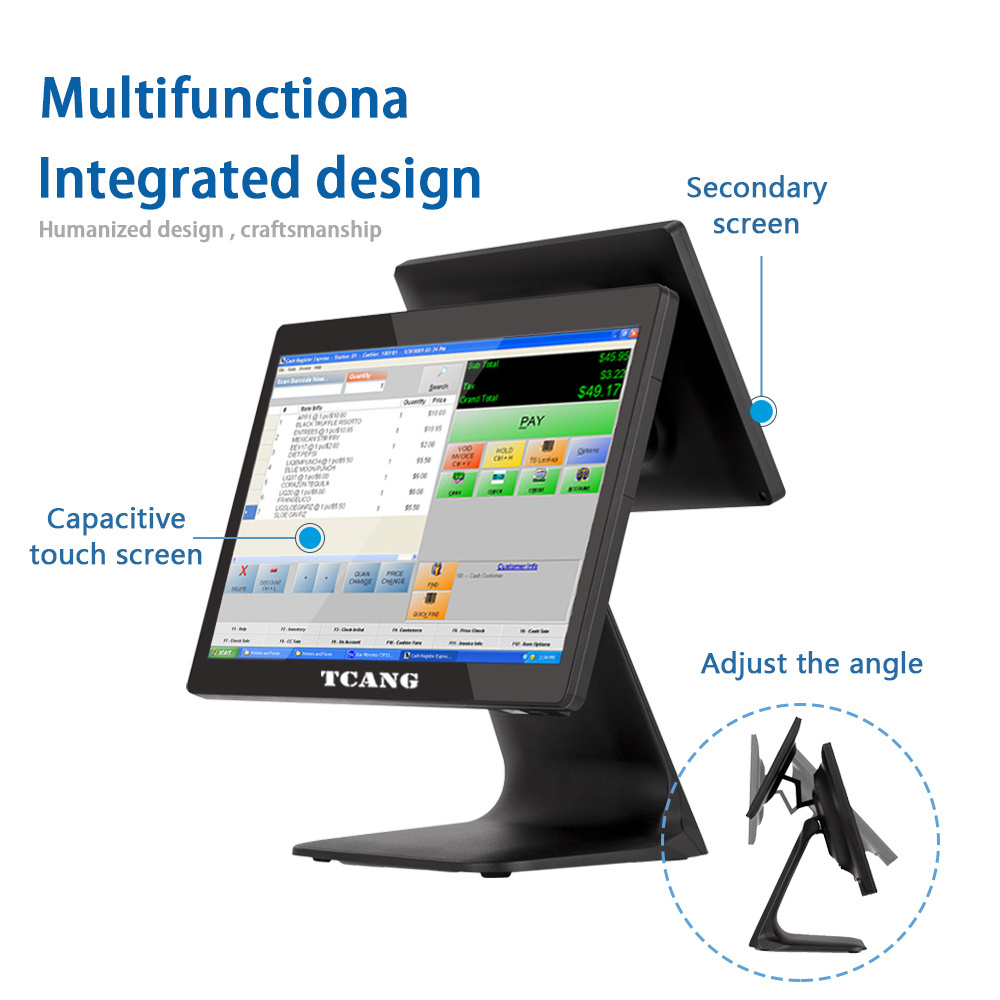 tcang A9 pos system capacitive touch screen Android, Win10 cash register retail menu price inquiry restaurant POS machine