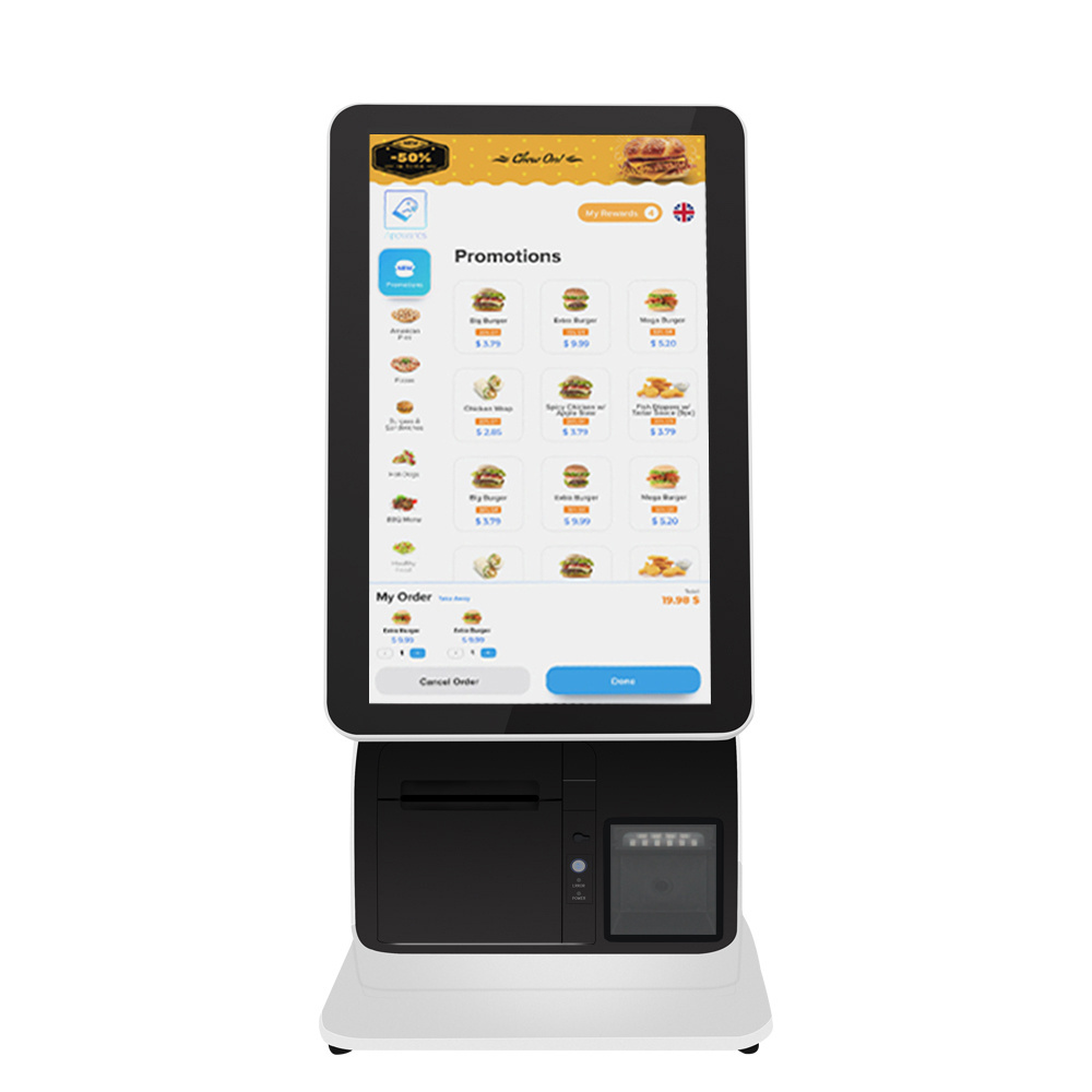 Payment selfservice kiosk POS system Touch Screen Self Service Ordering Machine For Restaurant