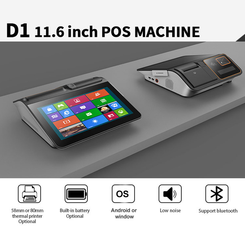 All In One Pos System 11.6 Inch Tablet pos Touch Screen Android Windows Cash Register pos Machines With Printer OEM/ODM Custom