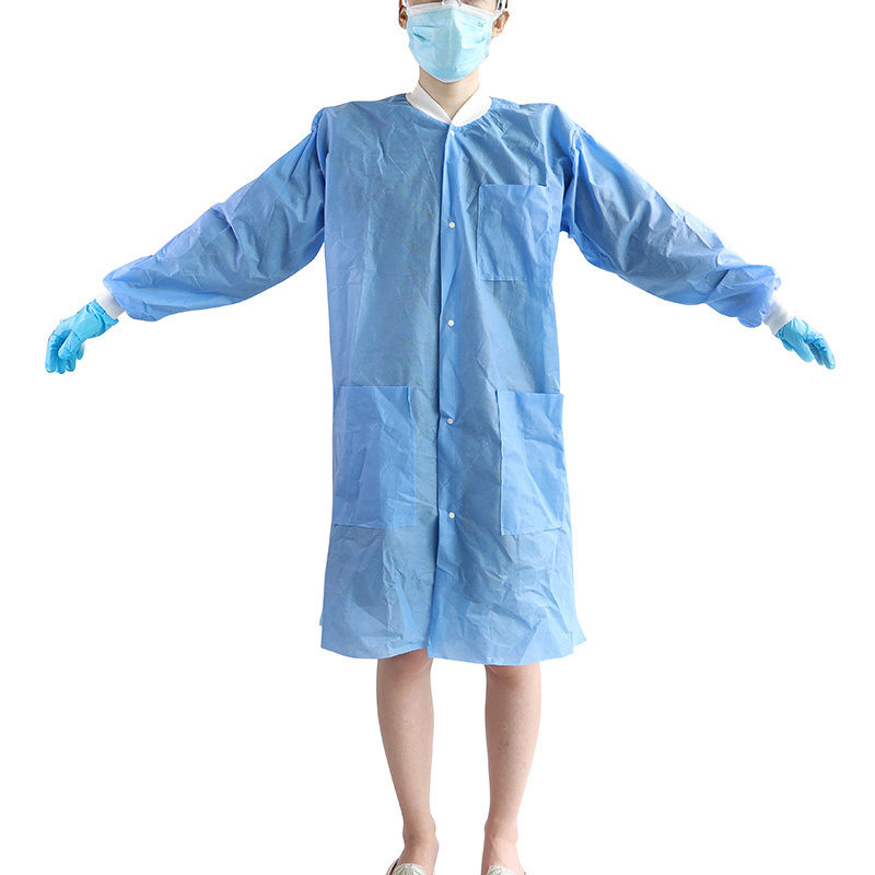 Disposable Breathable Dental Lab Coat Sms 40g Medical Hospital Gown