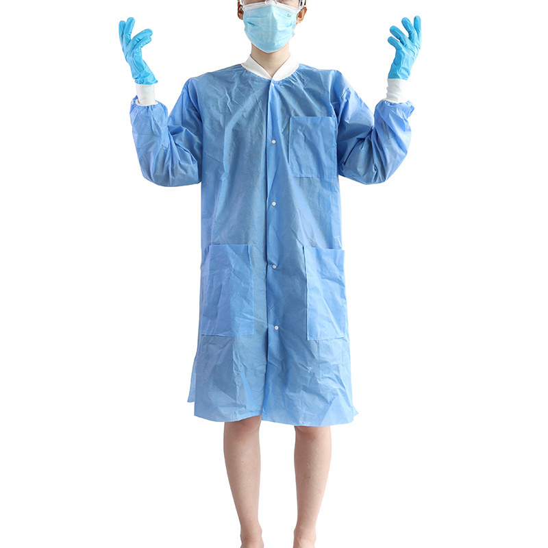 Disposable Breathable Dental Lab Coat Sms 40g Medical Hospital Gown