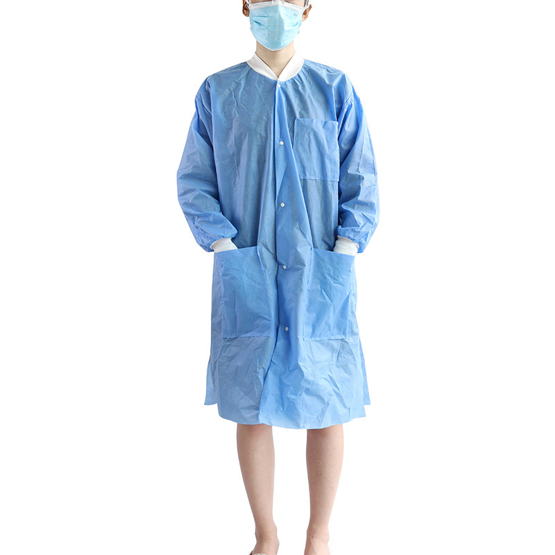 Disposable Breathable Dental Lab Coat Sms 40g Medical Hospital Gown