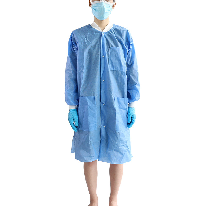 Disposable Breathable Dental Lab Coat Sms 40g Medical Hospital Gown