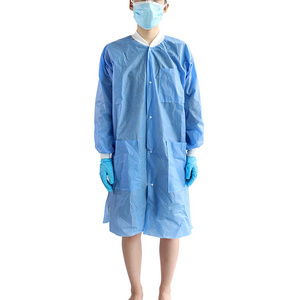 Disposable Breathable Dental Lab Coat Sms 40g Medical Hospital Gown