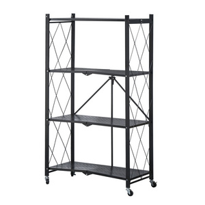 ChamXue Folding Storage Shelves 4 Tiers Metal Shelving Units for Storage, Shelving Unit Rack, Kitchen, Bathroom, Office, Pantry