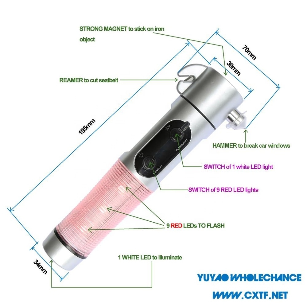 Car Emergency Multifunctional White Beam Led Torch Flashlight