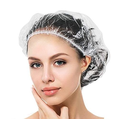 100PCS Wholesale shower cap disposables  universal bath cap For PE Hair Pink Clear SPA