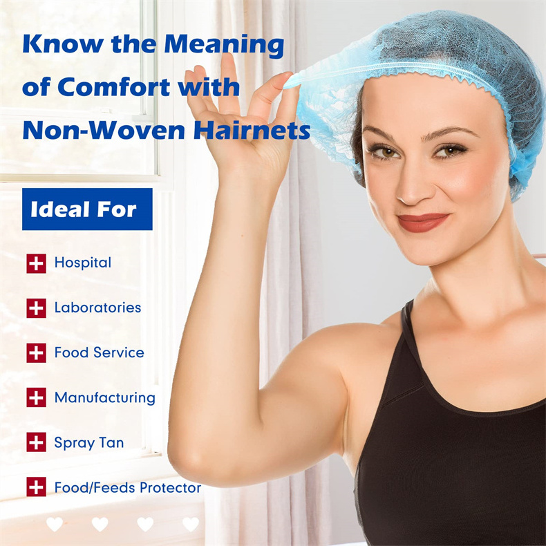 Disposable Nonwoven Bouffant Caps Hair Net Non Woven Shower Caps for Hospital Salon Spa Catering and Dust-free Workspace