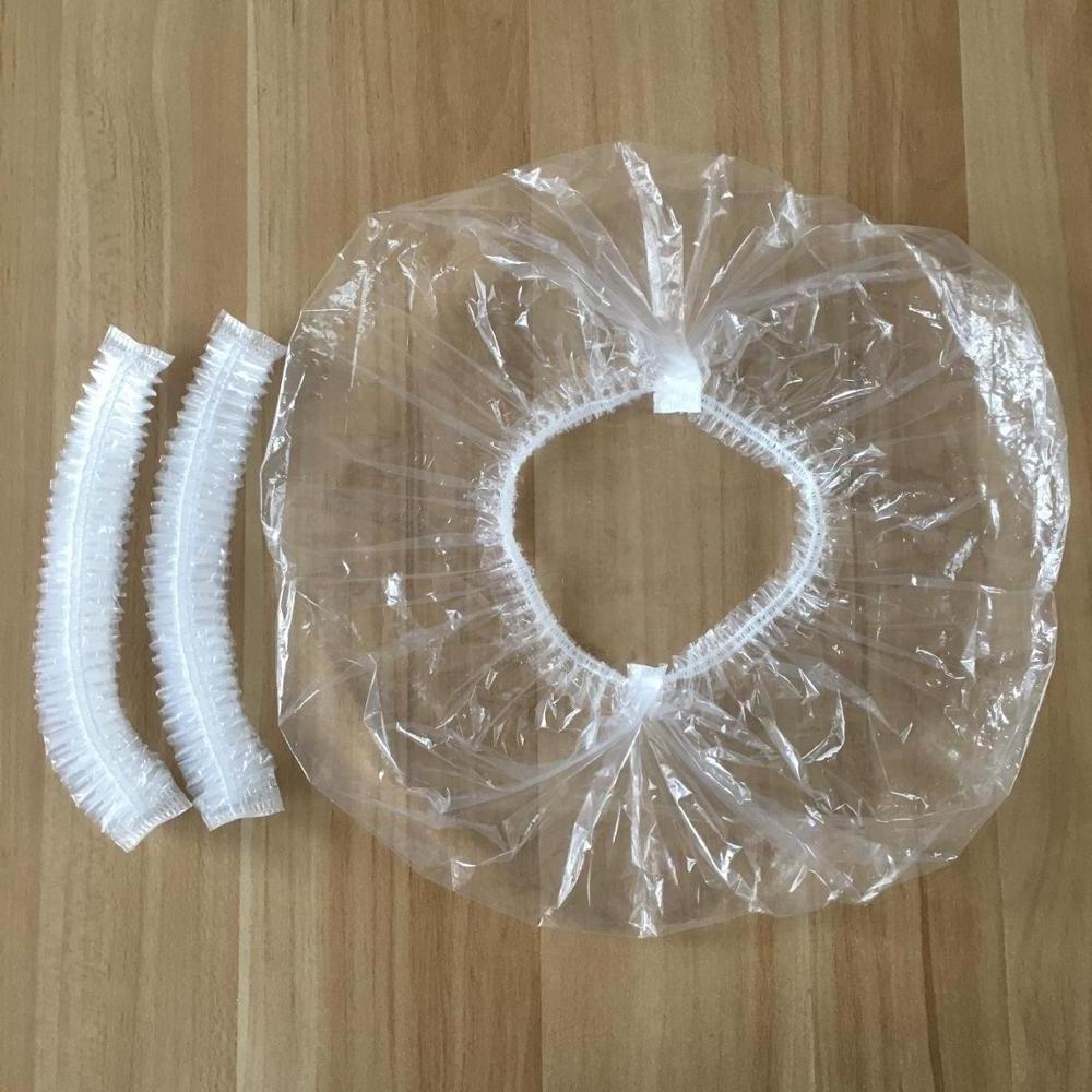 50/100pcs Waterproof Salon Hair Shower Cap PE Plastic Transparent Hair Cover Disposable Shower Caps