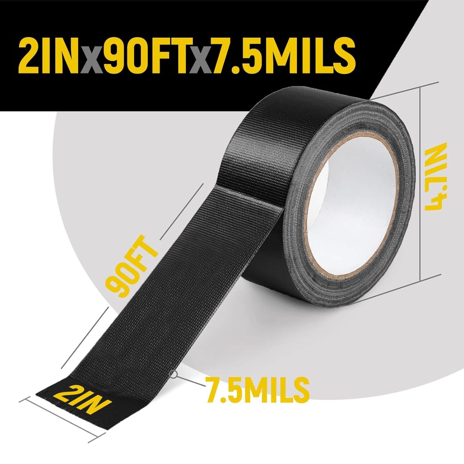 Black Duct Tape Heavy Duty Waterproof Multi-Purpose  Strong Adhesive No Residue All-Weather Tear by Hand Duct Tape