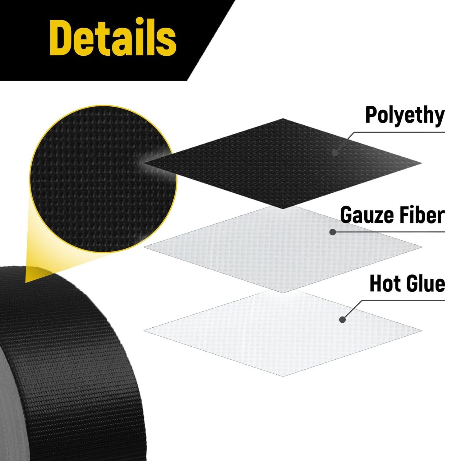 Black Duct Tape Heavy Duty Waterproof Multi-Purpose  Strong Adhesive No Residue All-Weather Tear by Hand Duct Tape