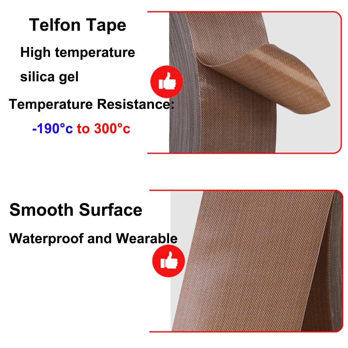 Customized High Temp Tape Tefloon Tape High Heat Tefloon Adhesive Tape for Hand or Vacuum Impulse Sealer Machine