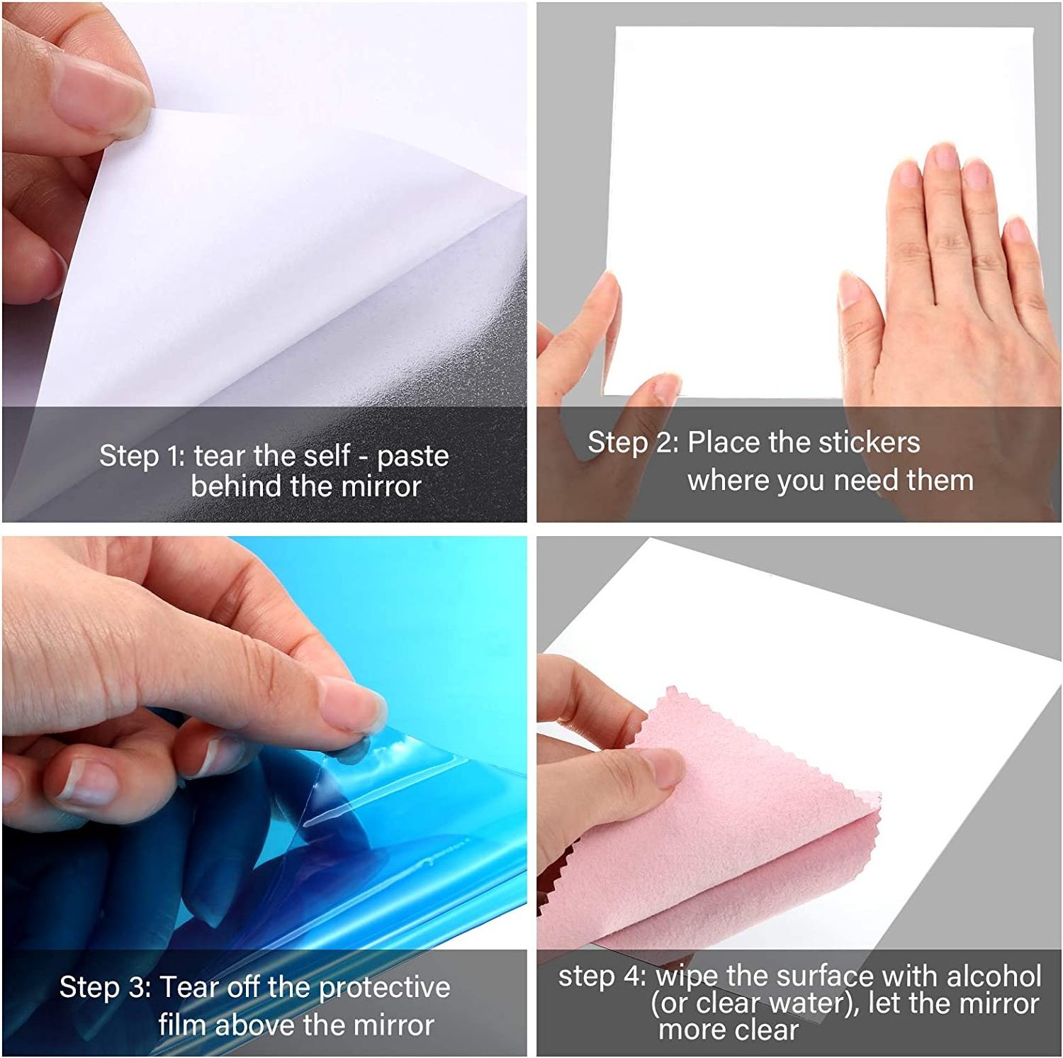 Acrylic Mirror Tiles Plastic Mirror Stickers self Adhesive Flexible Mirror Sheets for Wall Decor Home Gym Wall-Mounted