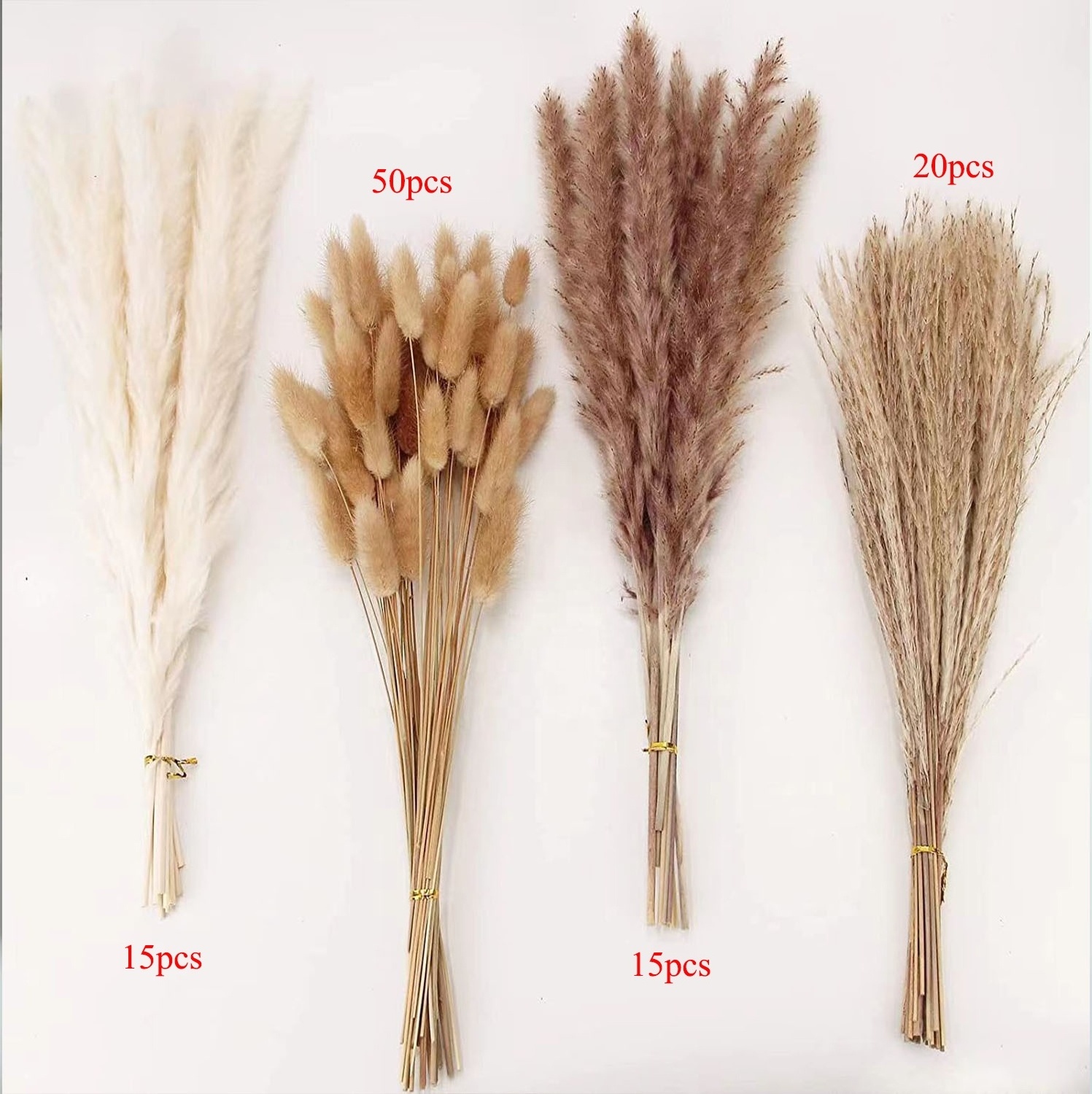 TC 100pcs Home Wedding Centerpieces Bouquet Decoration Artificial Dried Flowers Plants Decorative Fluffy Tall Pampas Grass