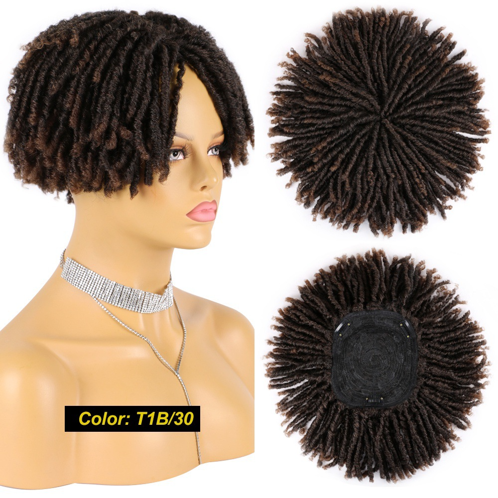 Cheap Price synthetic Hair machine Hollow African dreadlocks toupee dreadlocks wigs for men toupee short curly Wigs