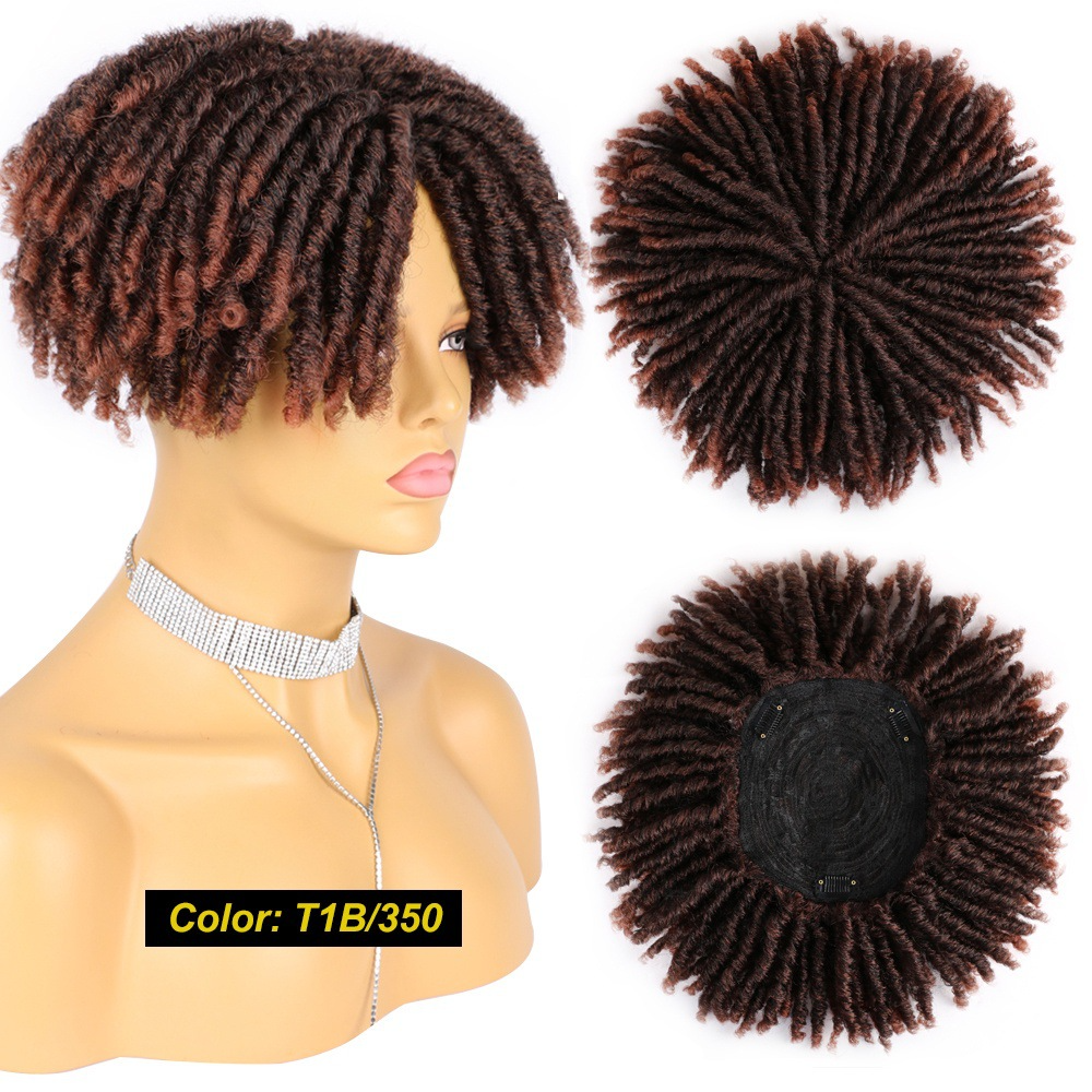 Cheap Price synthetic Hair machine Hollow African dreadlocks toupee dreadlocks wigs for men toupee short curly Wigs