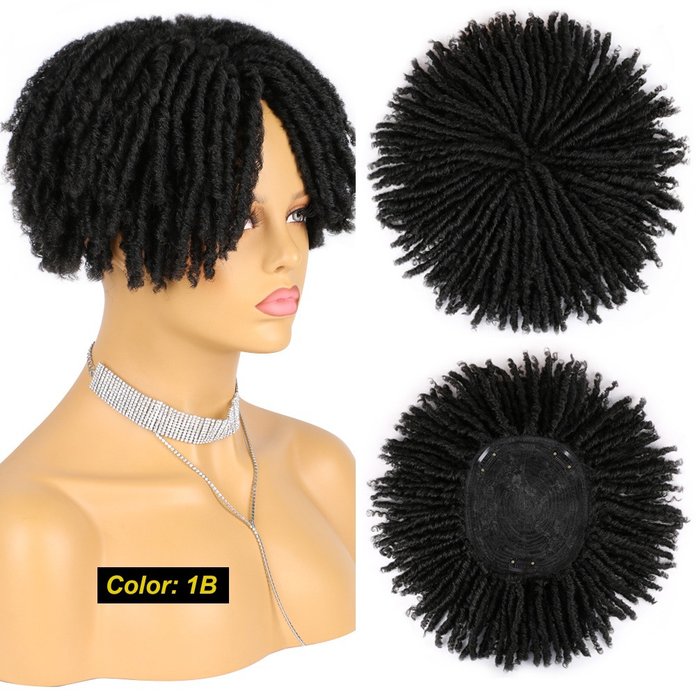 Cheap Price synthetic Hair machine Hollow African dreadlocks toupee dreadlocks wigs for men toupee short curly Wigs