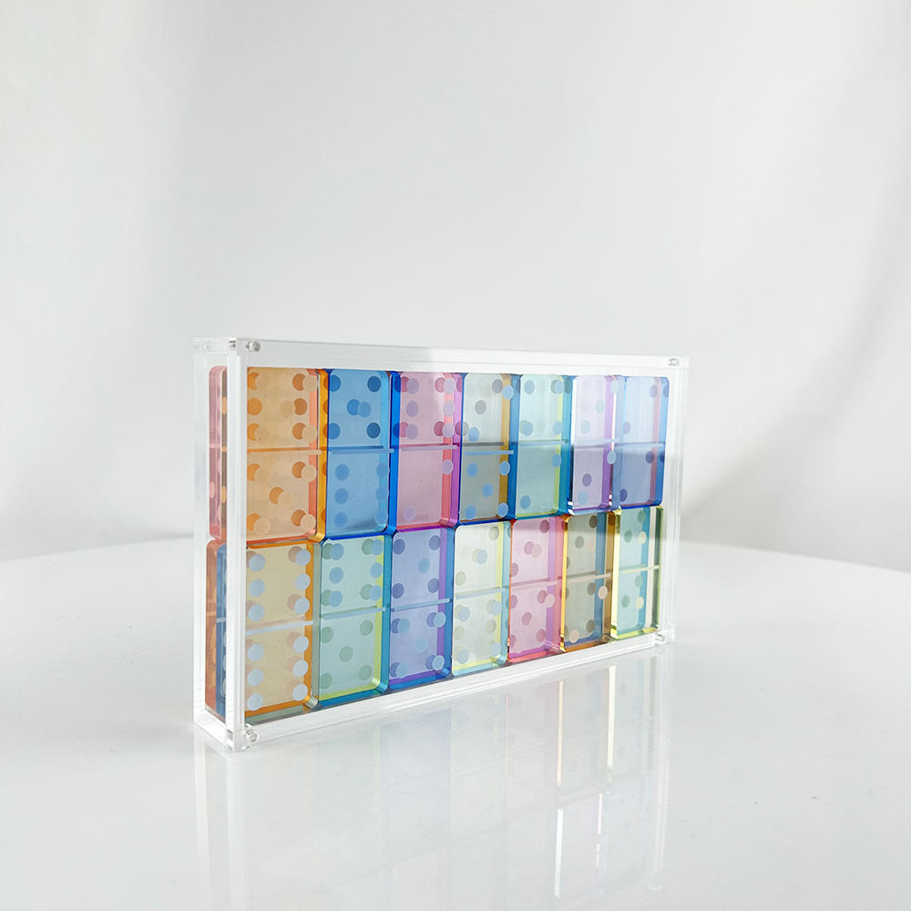 Customized Acrylic Domino With Clear Acrylic Storage Box Double Six Dominoes Home Decor 28 Pieces Lucite Mini Dominos Set