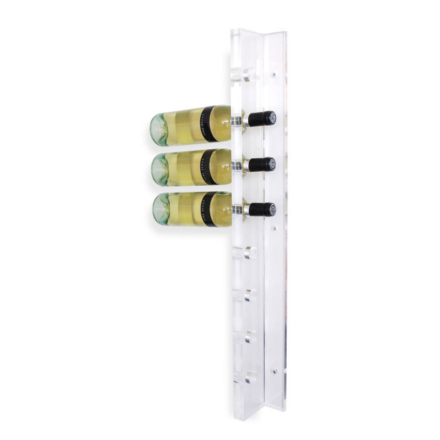 Transparent Acrylic 8 Bottle Wine Rack Stackable Modular Countertop Small Wine Glass Holder 2-Tier Display Wine Storage Shelves