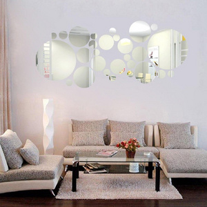 1 Set 27 pcs Acrylic Art Modern 3D Mirror Round Wall Stickers Modern Acrylic DIY Home Wall Room Decor Removable Wall Stickers