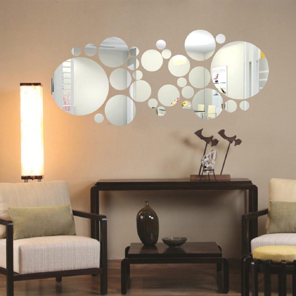 1 Set 27 pcs Acrylic Art Modern 3D Mirror Round Wall Stickers Modern Acrylic DIY Home Wall Room Decor Removable Wall Stickers