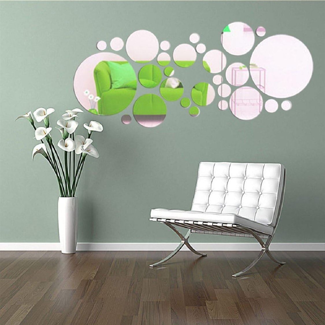 1 Set 27 pcs Acrylic Art Modern 3D Mirror Round Wall Stickers Modern Acrylic DIY Home Wall Room Decor Removable Wall Stickers