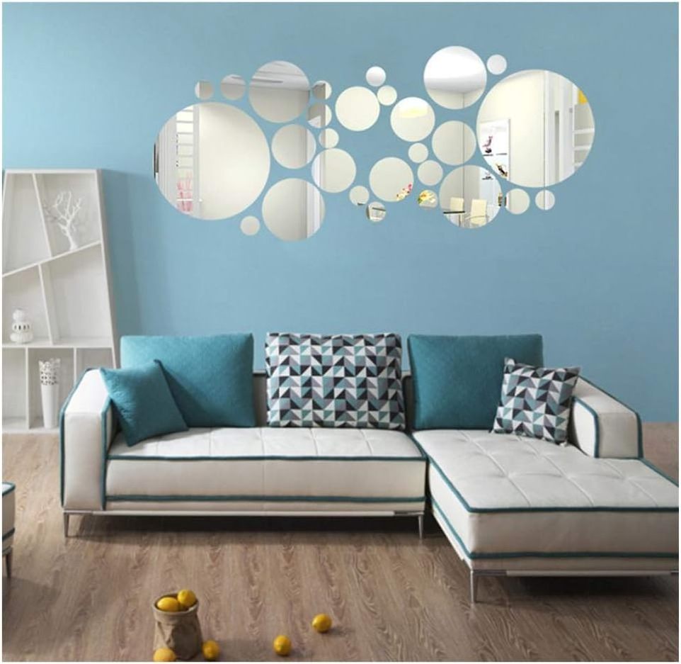 1 Set 27 pcs Acrylic Art Modern 3D Mirror Round Wall Stickers Modern Acrylic DIY Home Wall Room Decor Removable Wall Stickers