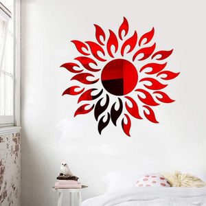 3D Acrylic Wall Sticker Sunflower Mirror Sticker Eco Friendly Acrylic Wall Stickers Decor For Room Background Wall