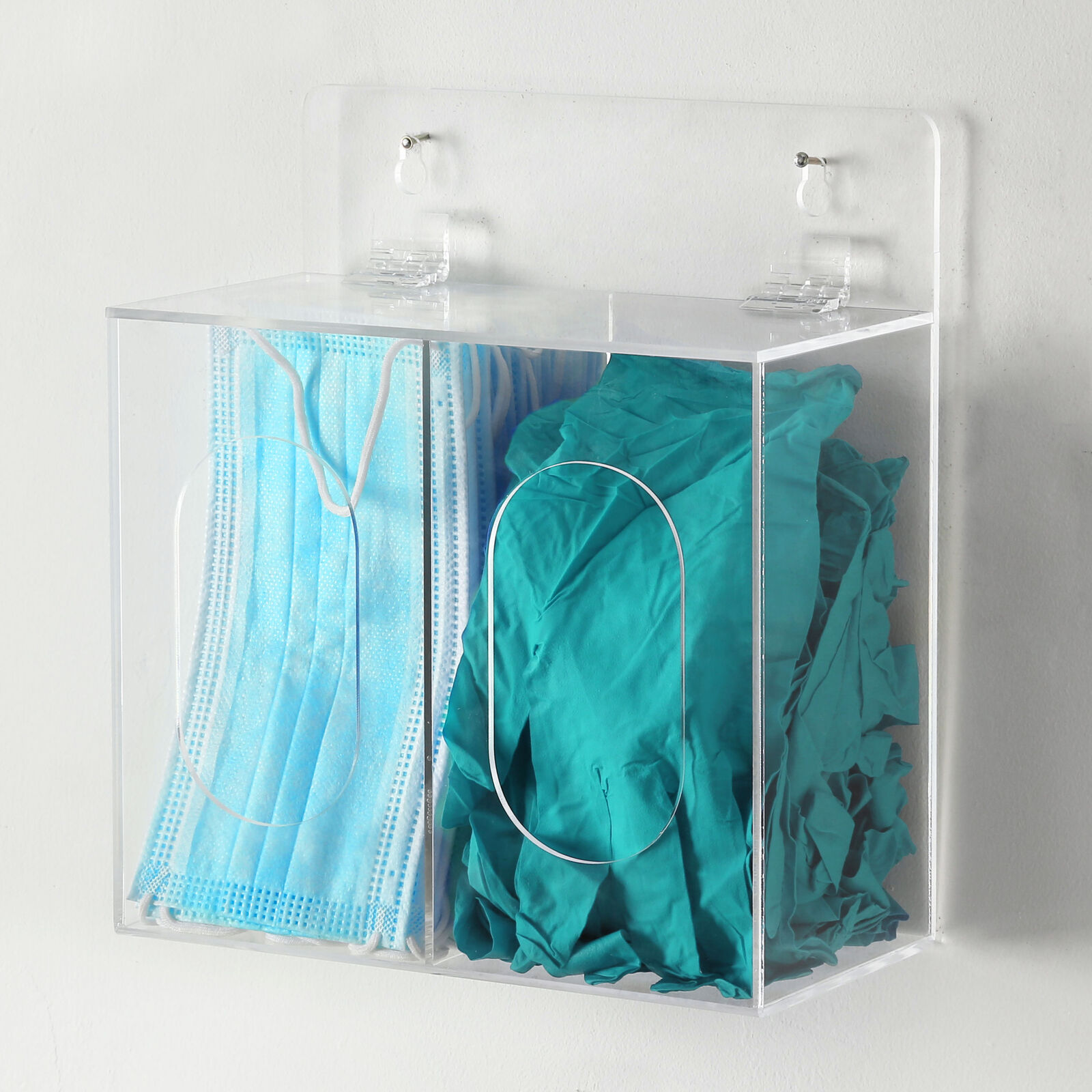 Wall Mount Clear With Lid Acrylic Disposable Glove Holder Face Mask Dispenser box Triple Glove Holders