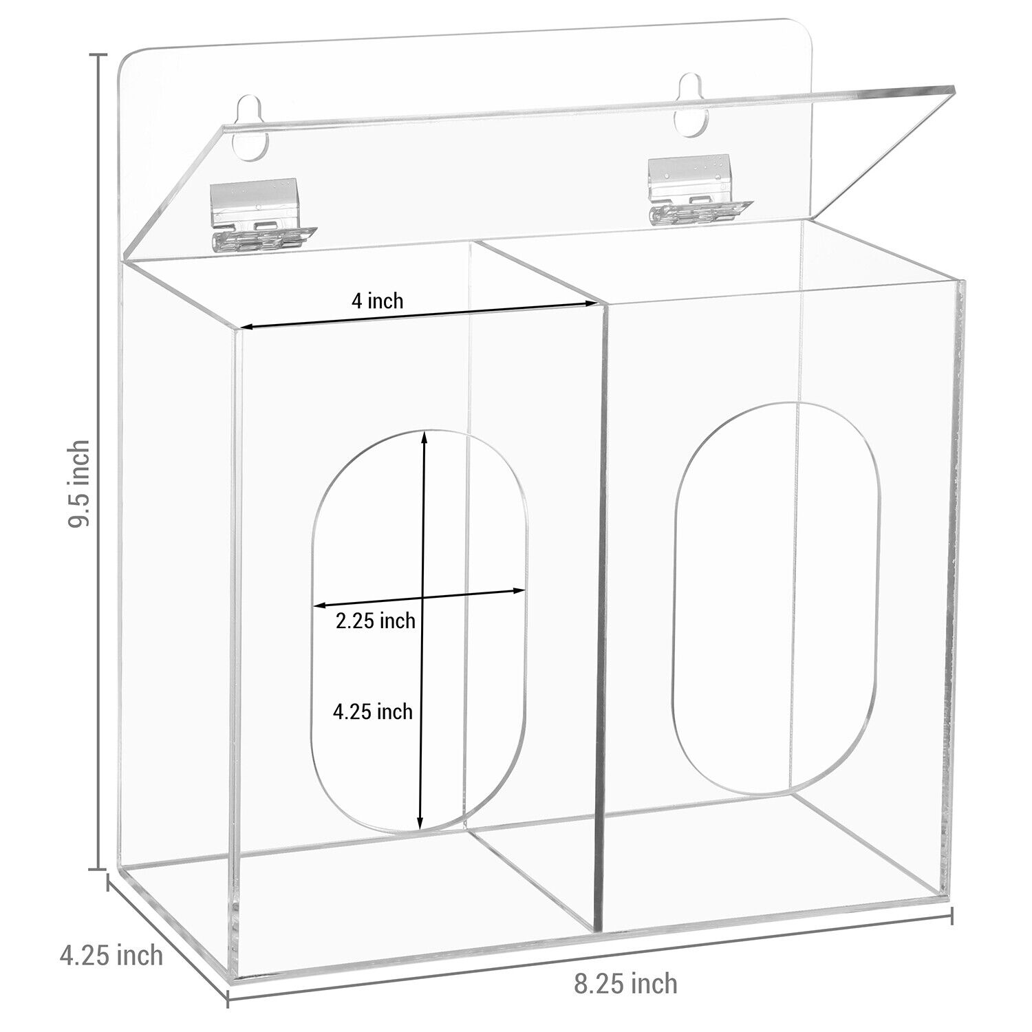 Wall Mount Clear With Lid Acrylic Disposable Glove Holder Face Mask Dispenser box Triple Glove Holders