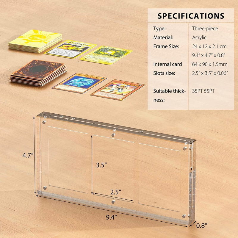 Magnetic Lid Game Pack Storage Case without Card Clear Acrylic Pokemon trading Cards Booster Display Box