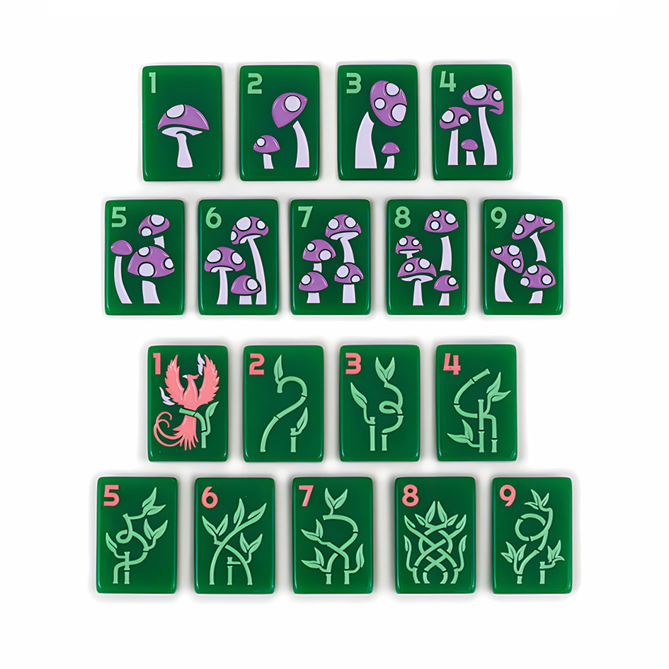 Travel Party Family Strategy Game Gift with Two-Toned Tiles and Lined Green Colored Melamine Mahjong Board Game