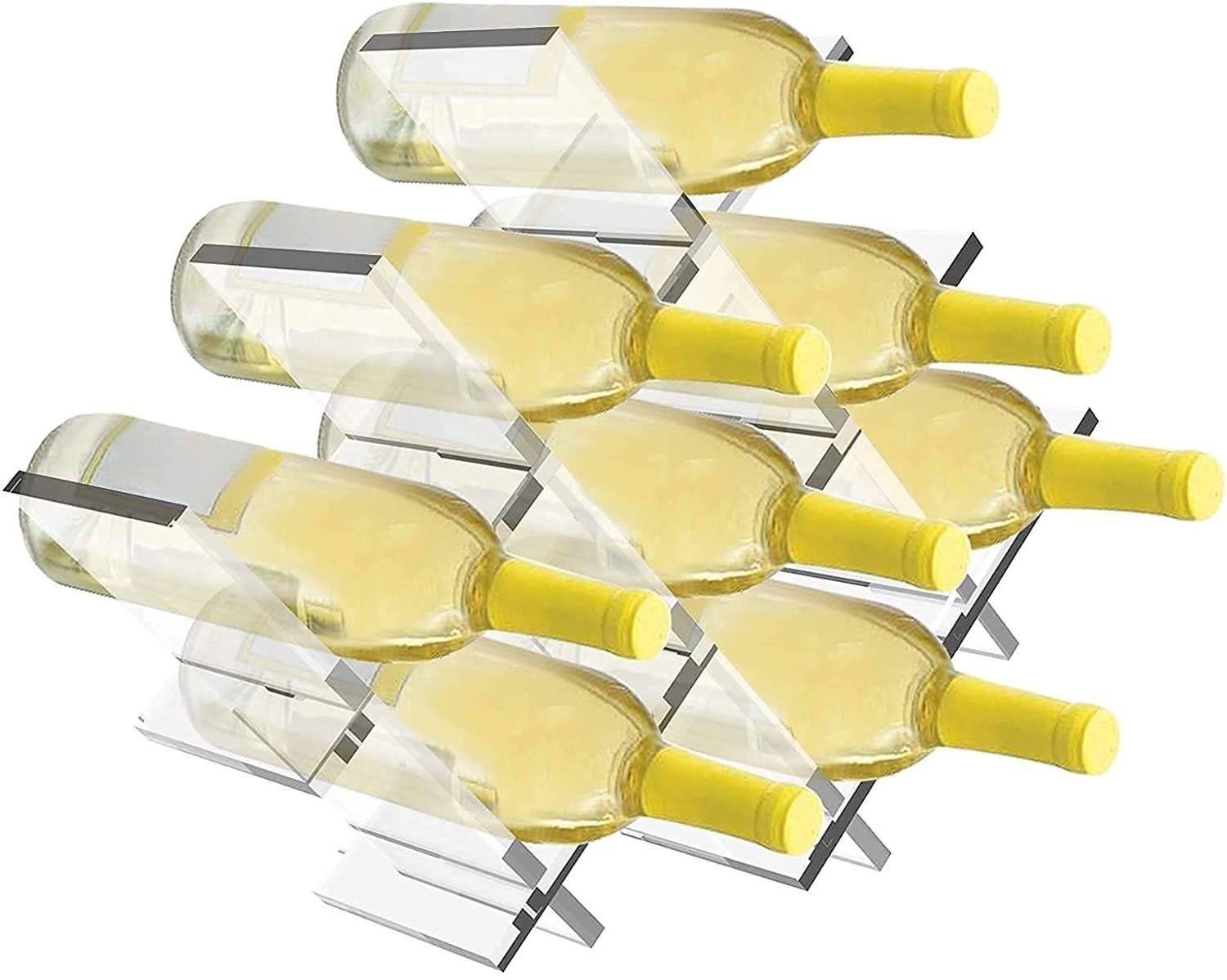 Transparent Acrylic 8 Bottle Wine Rack Stackable Modular Countertop Small Wine Glass Holder 2-Tier Display Wine Storage Shelves