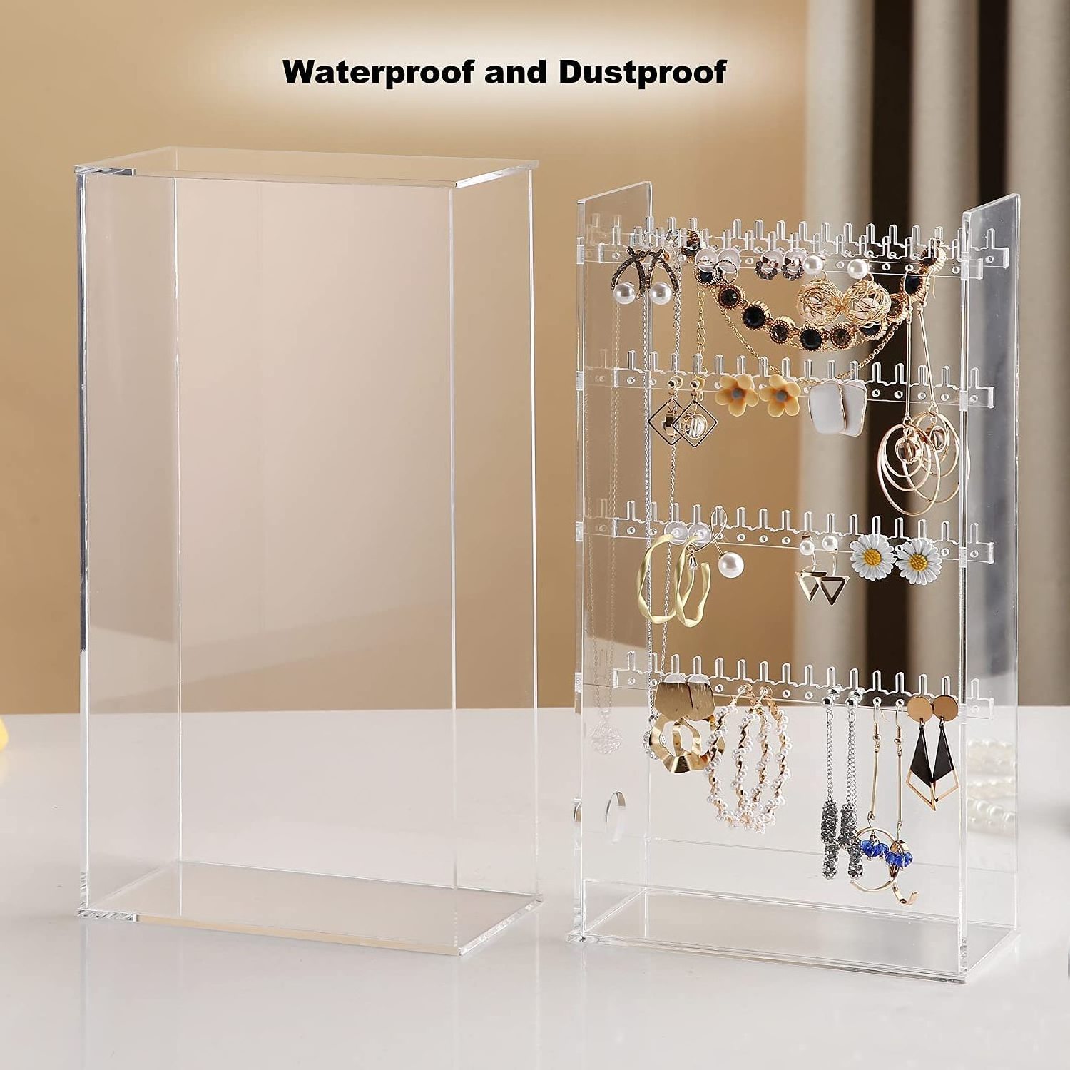 Style New Acrylic Jewelry Organizer Box Earring Holder Necklace Makeup Cosmetic Storage Box Luxury Jewelry Rack Display Stand