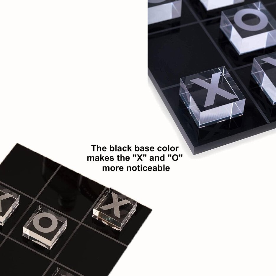 Clear Playing Pieces Perfect Coffee Table Decor and Game For The Family Black Designer Luxe Acrylic Tic Tac Toe Game Set