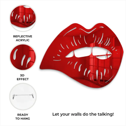 Custom 3D Lip Shaped Acrylic Art Wall Mirror Modern Home Decor Acrylic Mirror For Bedrooms Living Rooms