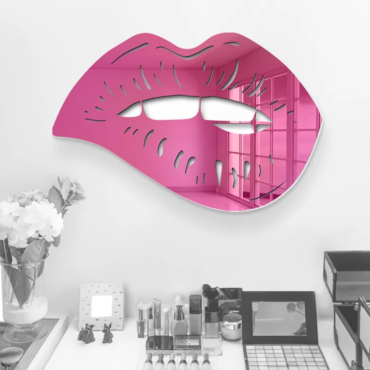 Custom 3D Lip Shaped Acrylic Art Wall Mirror Modern Home Decor Acrylic Mirror For Bedrooms Living Rooms