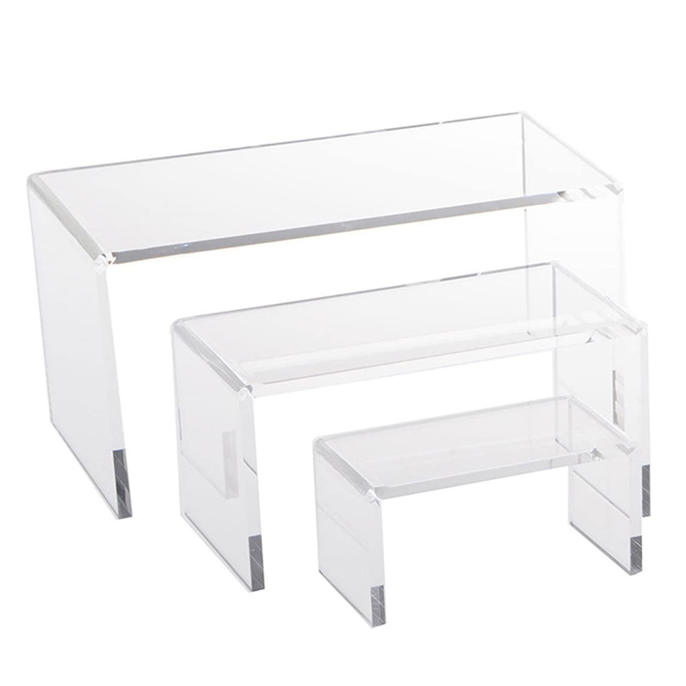 Customized white transparent food display risers acrylic risers for food display