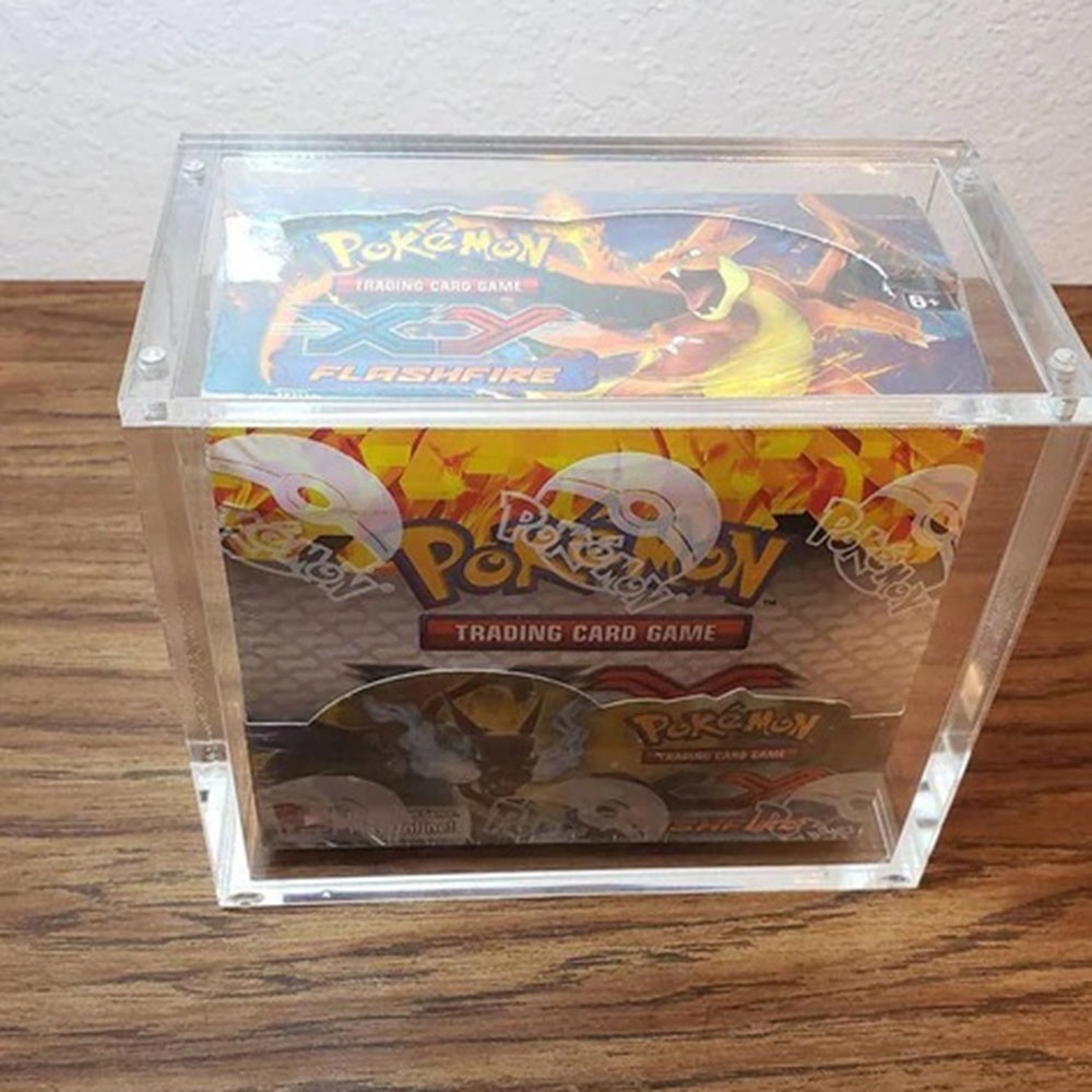 Custom Pokemon Cards Booster UPC ETB Display Box Case Wholesale Clear Acrylic Box With Magnetic Lid