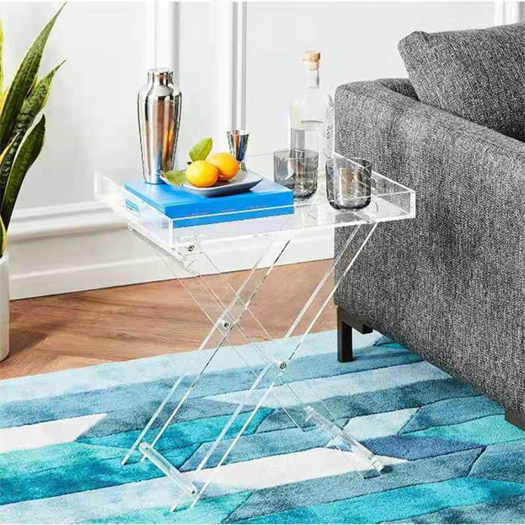 Custom Iridescent Acrylic Folding Tray Table Unique Modern Acrylic Table For Office Living Room Bedroom