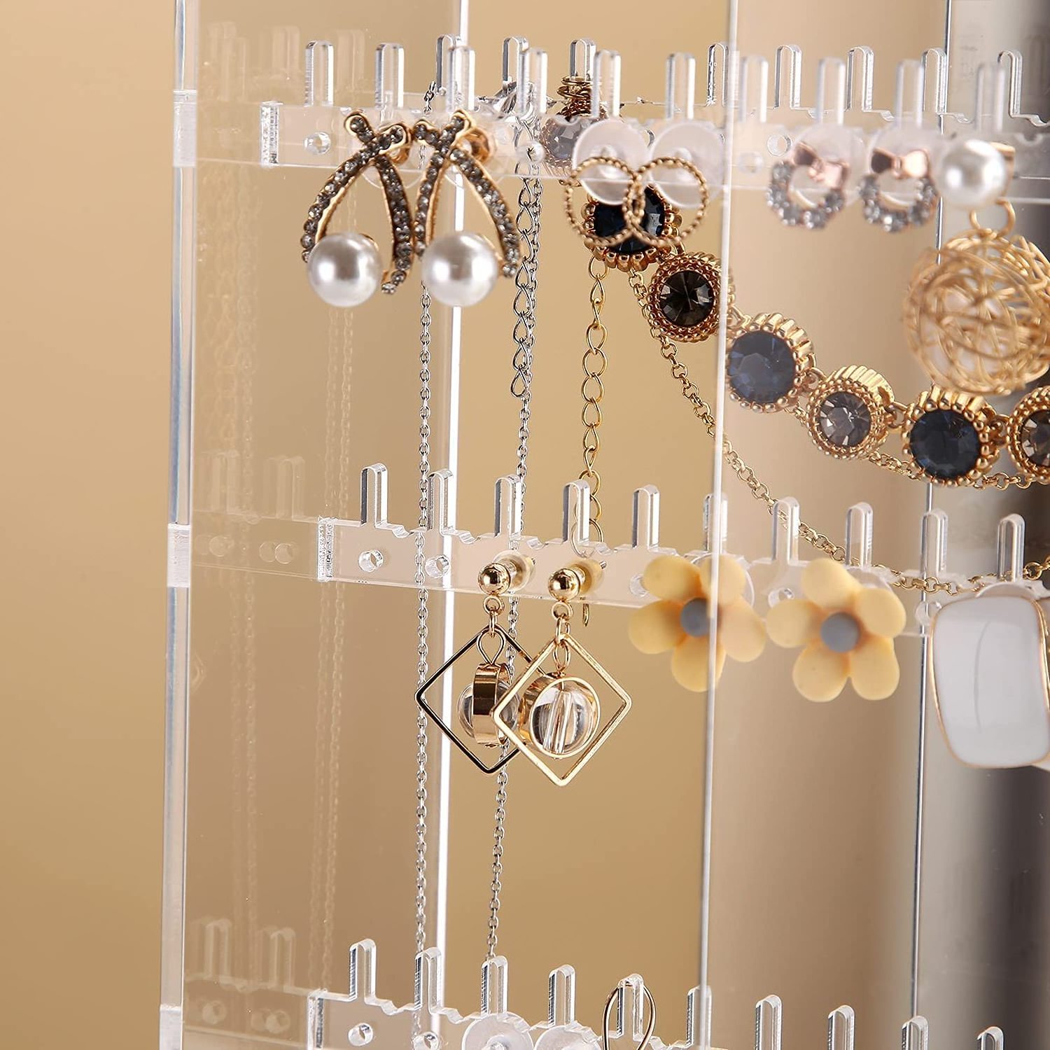 Style New Acrylic Jewelry Organizer Box Earring Holder Necklace Makeup Cosmetic Storage Box Luxury Jewelry Rack Display Stand