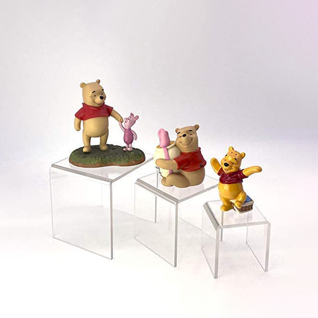 Customized white transparent food display risers acrylic risers for food display